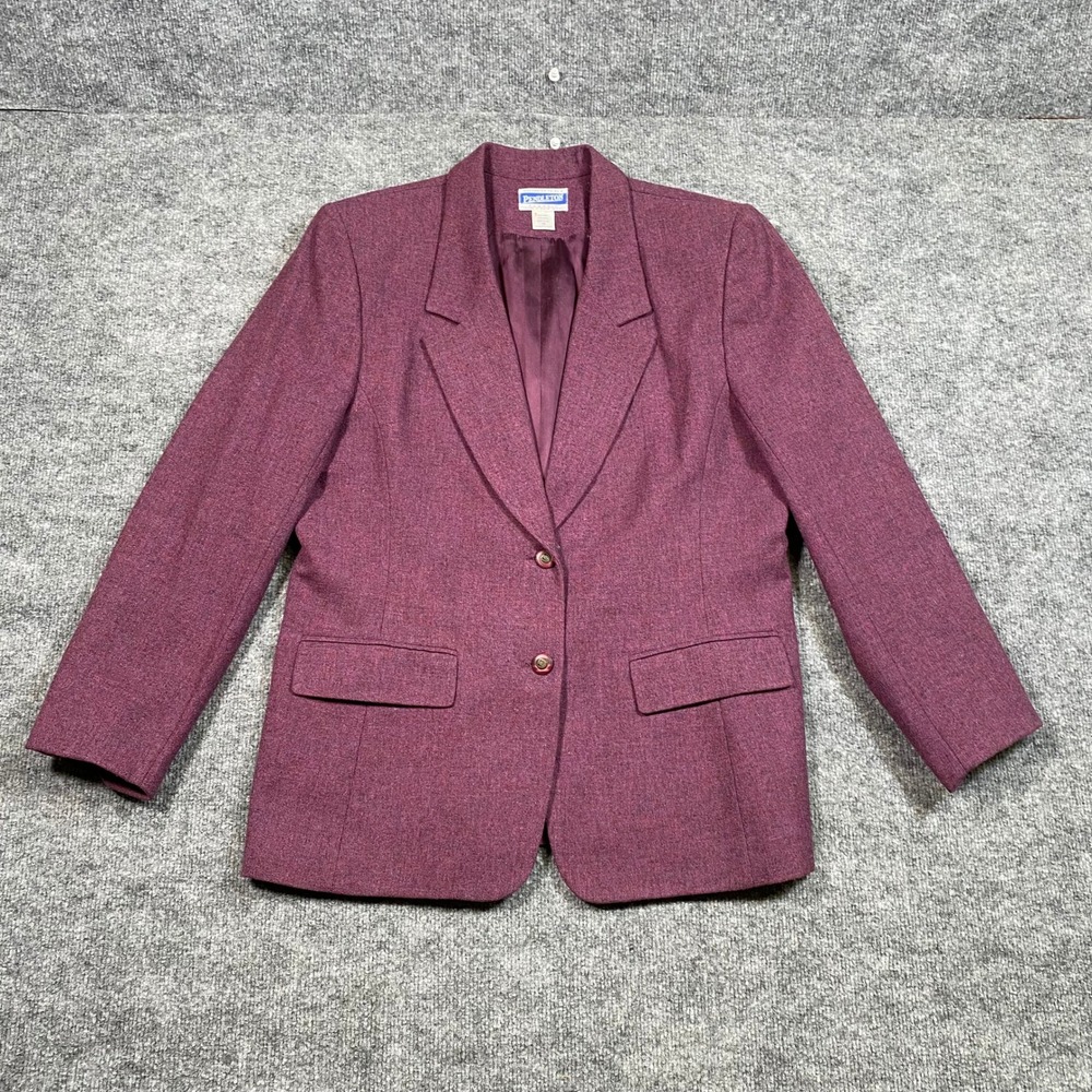 Pendleton Classic 100% Virgin Wool Blazer Jacket Plum Purple Heathered Womens 14